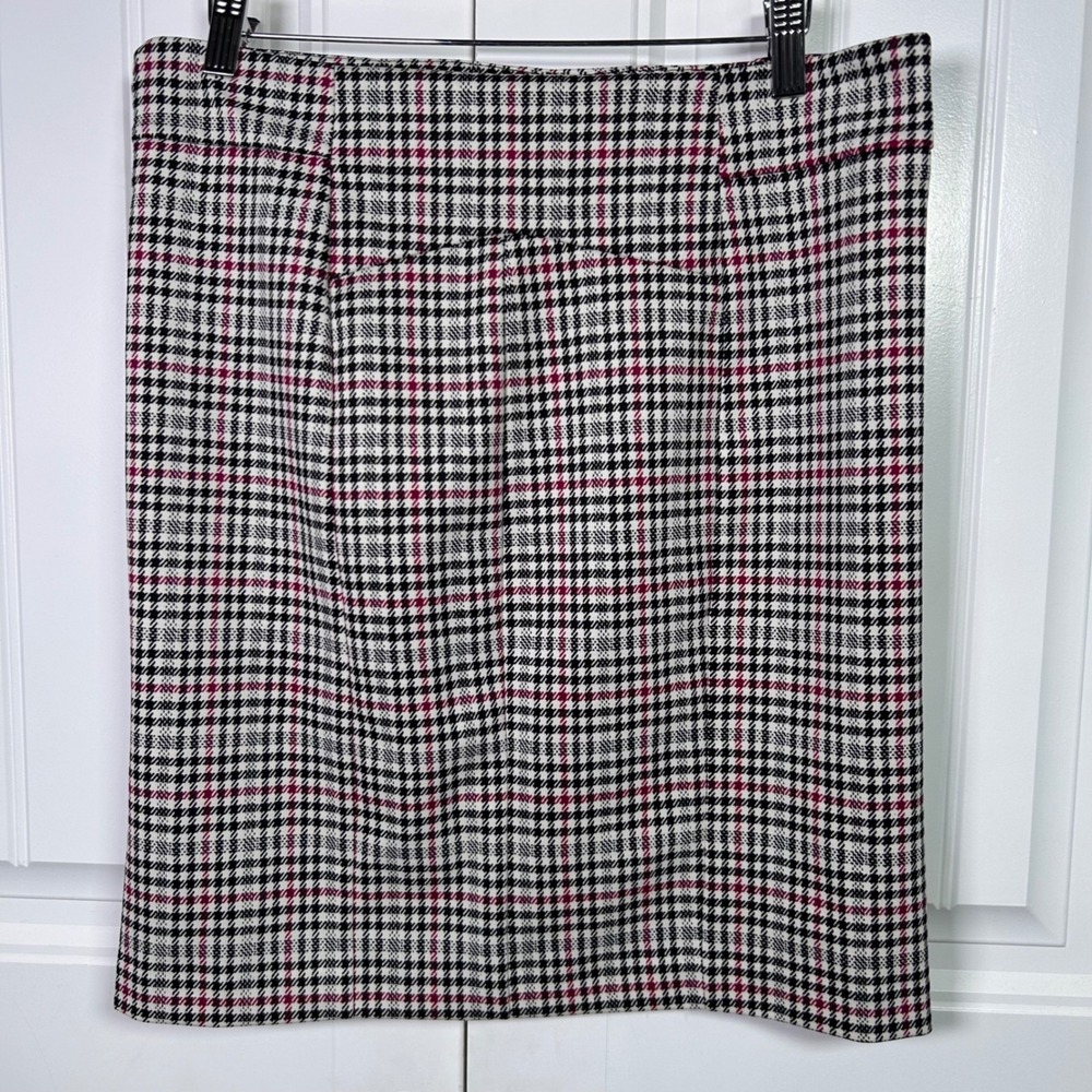 Michael Kors Magenta Black and White Houndstooth Pencil Skirt Side Zip Size M‎